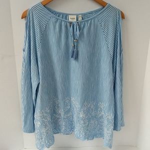 Rafaella Weekend cold shoulder embroidered shirt